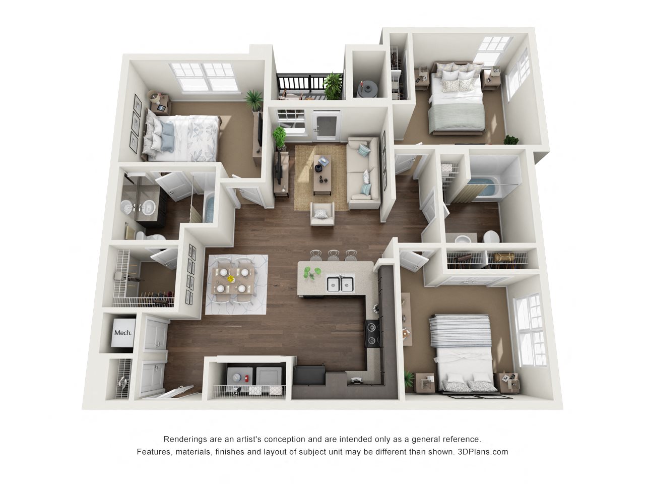 3 Bed 2 Bath C1 Floor Plan 3 Bed 2 Bath C1 Floor plan at The Bridge at Harris Ridge, Austin, Texas